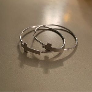 Silver hoop earrings!!